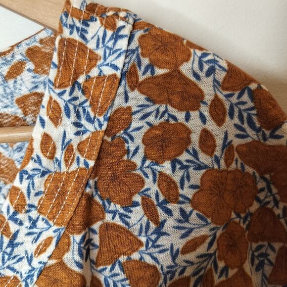 Rachel Zoe Linen Knit Top Floral Button Up - Picture 5 of 9